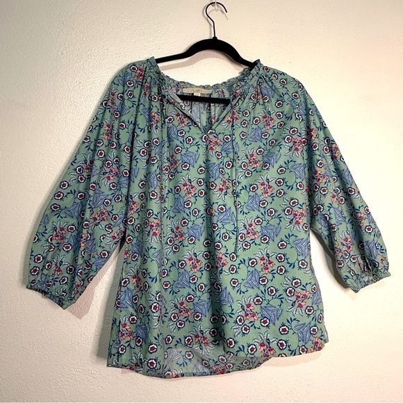 LOFT Tops - LOFT floral peasant blouse, three-quarter sleeves, Sz XS. Preowned.